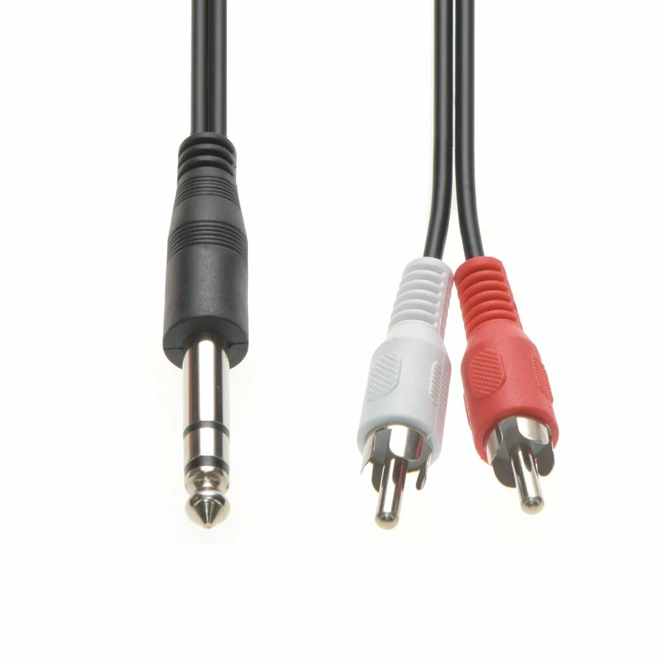 15Ft 1/4" (6.35Mm) Stereo Male To 2-Rca L+R Male Plug Dj Guitar Cable Audio Cord