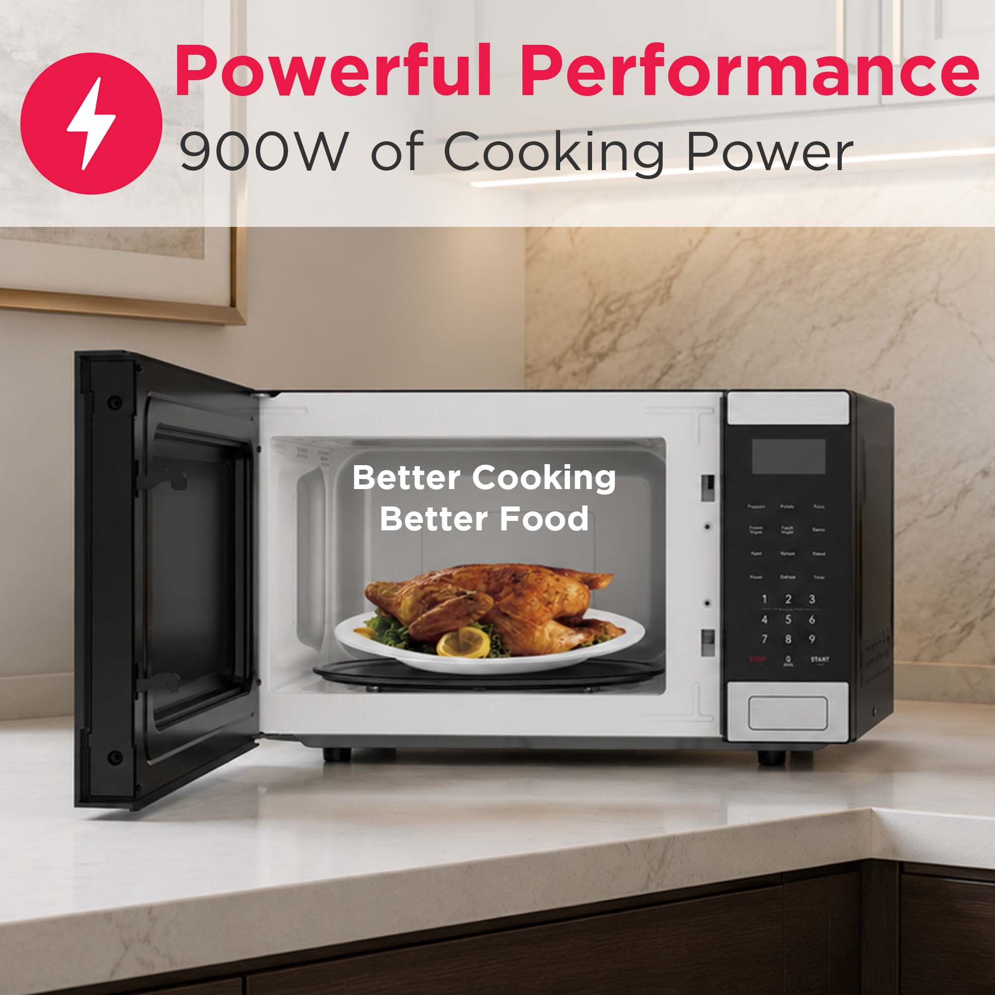 Frigidaire 0.9 Cu. Ft. Countertop Microwave Oven, 1000 Watt Microwave with 10 Power Levels, Stainless Steel