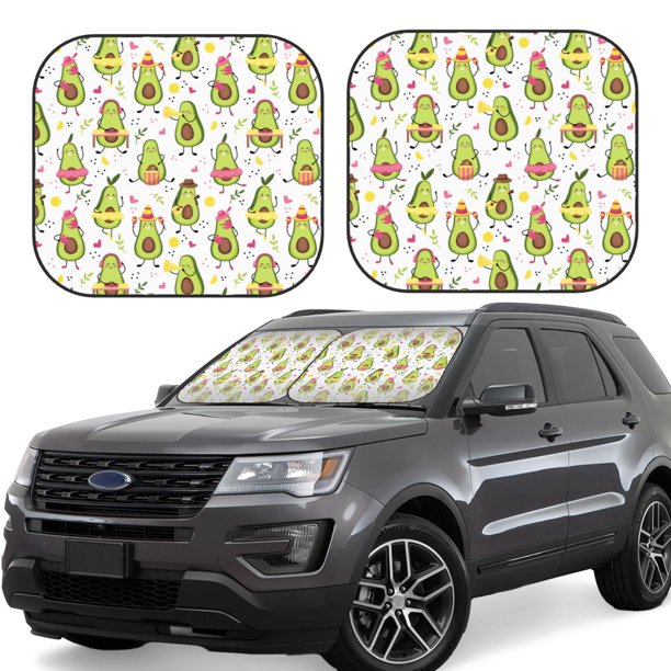 Fotbe Avocado Playing Music Juego de 2 Piezas de Parasoles para Parabrisas | Bloqueador Solar para Auto | Accesorios Plegables para Protección Solar Interior-Medium