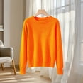 thumbnail image 4 of QATAINLAV Women's Sweaters Crew Neck Hollow Knit Daily Pullover Lace Textured Chest Ribbed Cuff Hem Knited Base Layer Tops, 4 of 6