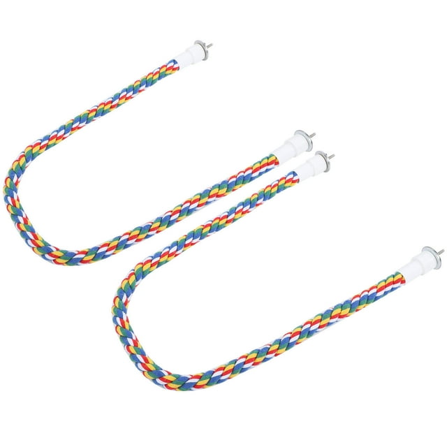 2Pcs Colorful Bird Rope Perches, Cotton Rope Swings Spiral Stand Rope with Fixing Screws, Bird Swing Bird Rope Can Be Adjusted to Different Shapes, Bird Cage Accessories