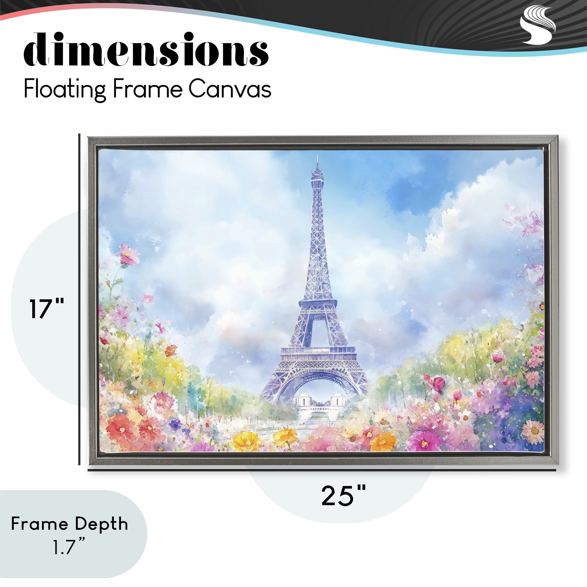 Stupell Industries Rainbow Spring at Eiffel Tower Gray Framed Floater Canvas Wall Art, design by Creative Studio