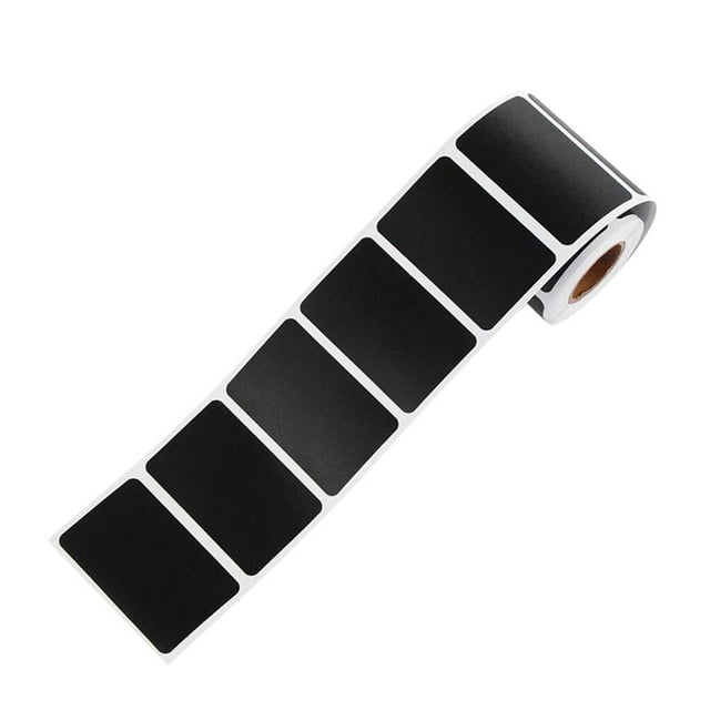KAKOWELY 300 Pcs/Roll PVC Chalkboard Labels Rectangular Adhesive Eco-Friendly Chalkboard Labels Stickers Spice Bottle Sign for Bar Home Office Kitchen (Black)