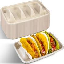 Disposable Taco Holders Compostable Taco Plates 25 Pack Taco Rack Taco Party Supplies, Made of Sugarcane Pulp, Holds 3 Tacos Each
