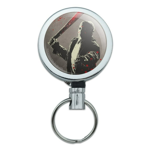 Friday the 13th Jason Character Heavy Duty Metal Retractable Reel ID Badge Key Card Tag Holder with Belt Clip