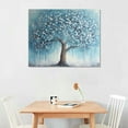 thumbnail image 2 of COMIO  Tree Wall Art Teal Blue Nature Tree of Life Abstract Canvas Painting Textured Picture, Modern Panoramic Landscape Artwork Framed for Living Room Bedroom Bathroom Office Home Decor, 2 of 4