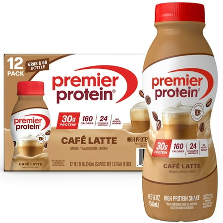 Premier Protein Shake, Café Latte, 30g Protein, 11.5 fl oz, 12 Ct