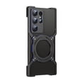 thumbnail image 2 of Case for Samsung Galaxy S23 Ultra Frameless, with Magnetic Kickstand 360° Rotatable, Bezel Less Metal Slim Hard Ultra Thin Case with Ring Holder Magnetic Stand for Men, Black+Blue, 2 of 7