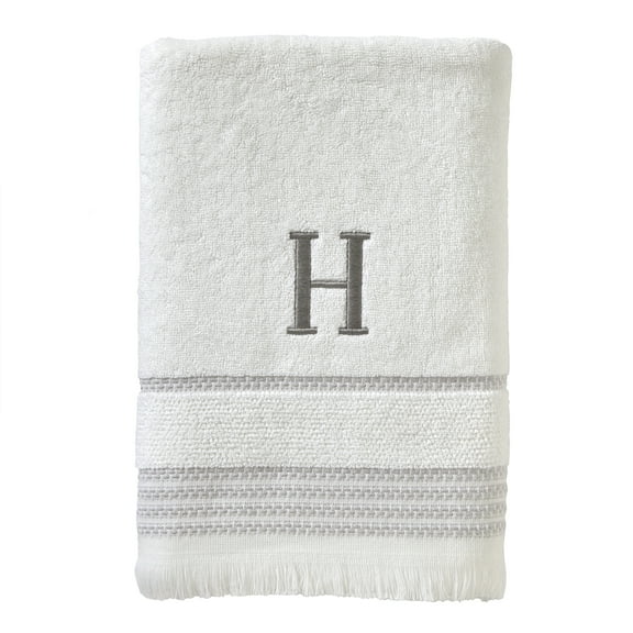 SKL Home Casual Monogram Bath Towel, "H", White