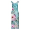 thumbnail image 6 of lcziwo Jumpsuits for Women Boho Floral Print Loose Fit Rompers Summer Cotton Linen Sleeveless Strap One Piece Pants Wide Leg Bib Overall with Pockets Multicolor M, 6 of 6