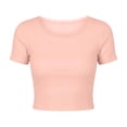 thumbnail image 7 of Naotn Ribbed Crop Tops for Women Summer Casual Solid Color Scalloped Lace Crewneck Short Sleeve Blouses Trendy Holiday Shirts, 7 of 7