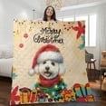 thumbnail image 2 of Merry Christmas Santa Bichon Frise Scarf Twinkling Lights Xmas Holiday Quilt Blanket Bichons Dog Lovers Gifts Idea Cozy Comforter Throw Blanket - 00022, 2 of 5