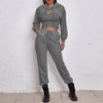 thumbnail image 5 of Elainilye Fashion Jogging Suits for Women Solid Color Hoodie Loose Vest Sweatpants Three Piece Suit Jogging Sports Set,Gray, 5 of 5