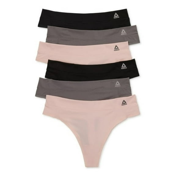 Reebok Women's Underwear Airtech Performance Thong Panties, 6-Pack, Sizes XS-3XL
