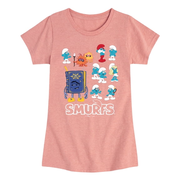 Smurfs- Smurf Grid - Youth Girls Fitted Short Sleeve T-Shirt