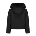 thumbnail image 4 of Cropped Puffer Jacket For Womens 2025 Winter Stand Collar Zip Up Quilted Puffer Coats With Faux Fur Hood Trendy, 4 of 6