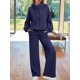 thumbnail image 4 of Conjuntos Deportivos de Dos Piezas para Mujer, Ideales para Otoño. Incluyen Sudadera con Cordón Ajustable y Pantalón Deportivo de Pierna . Azul Marino XL, 4 of 9