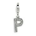 thumbnail image 1 of Sterling Silver Amore La Vita Rhodium-Plated Cz Letter P Initial Charm (11 X 8) Made In China qcc105p, 1 of 6