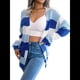 thumbnail image 3 of Cárdigan Informal de Punto con Mangas Largas y Abertura Frontal A Rayas para Mujer Azul M, 3 of 10