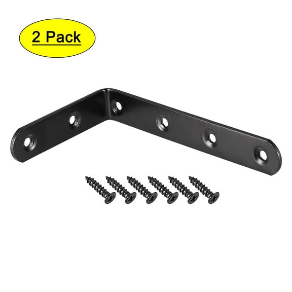 Uxcell L Shape 125x75x20mm Black Corner Brace Angle Bracket 2 Pack