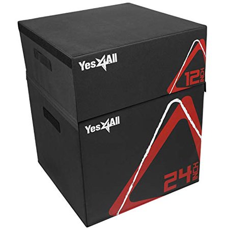 Yes4All Soft Plyo Box / Plyometric Jump Box Adjustable Plyo Box / Foam Plyo Box for Jump Training  Fitness and Conditioning (12 + 24 inch  Black)