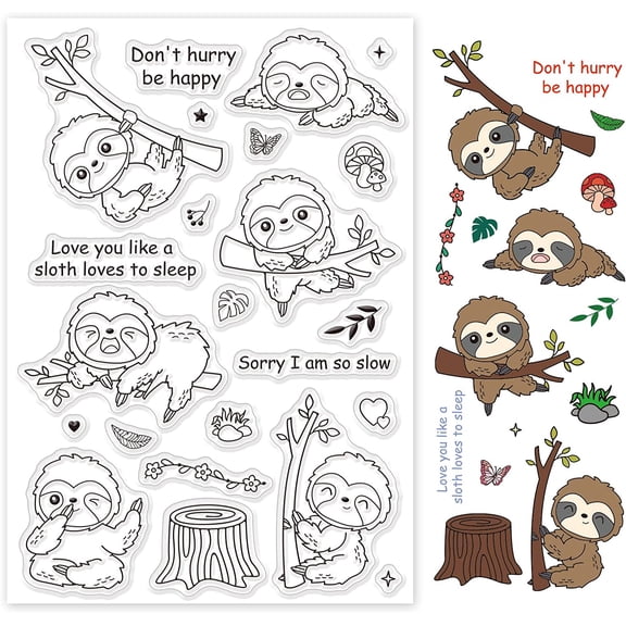 Sloth Silicone Clear Stamps Animals Transparent Stamp
