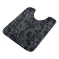 thumbnail image 2 of Toilet Rug U-Shaped Bathroom Rugs Non-Slip Soft Plush Machine Washable Contour Bath Mat 3d Dark Black Damask 24x20, 2 of 9