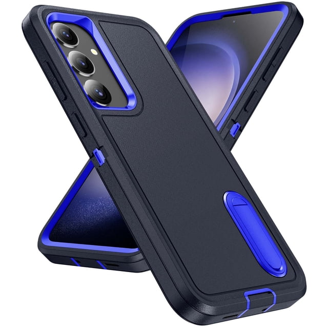 Feishell Case for Samsung Galaxy A16 5G,Heavy Duty 3 Layer Military Protection with Hidden Kickstand Shock Resistant Armor Hybrid Bumper Rugged Rubber Phone Cover,Darkblue+Royalblue
