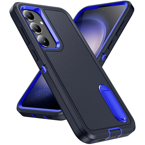 Feishell Case for Samsung Galaxy A06,Heavy Duty 3 Layer Military Protection with Hidden Kickstand Shock Resistant Armor Hybrid Bumper Rugged Rubber Phone Cover,Darkblue Royalblue