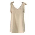 thumbnail image 4 of Playeras,Blusas y Tops,Ropa para Mujer Tank Top Vestido 2023 correa de hombro correa de camiseta sin mangas mujer verano Vintage cuello en V Top (Beige, S), 4 of 5