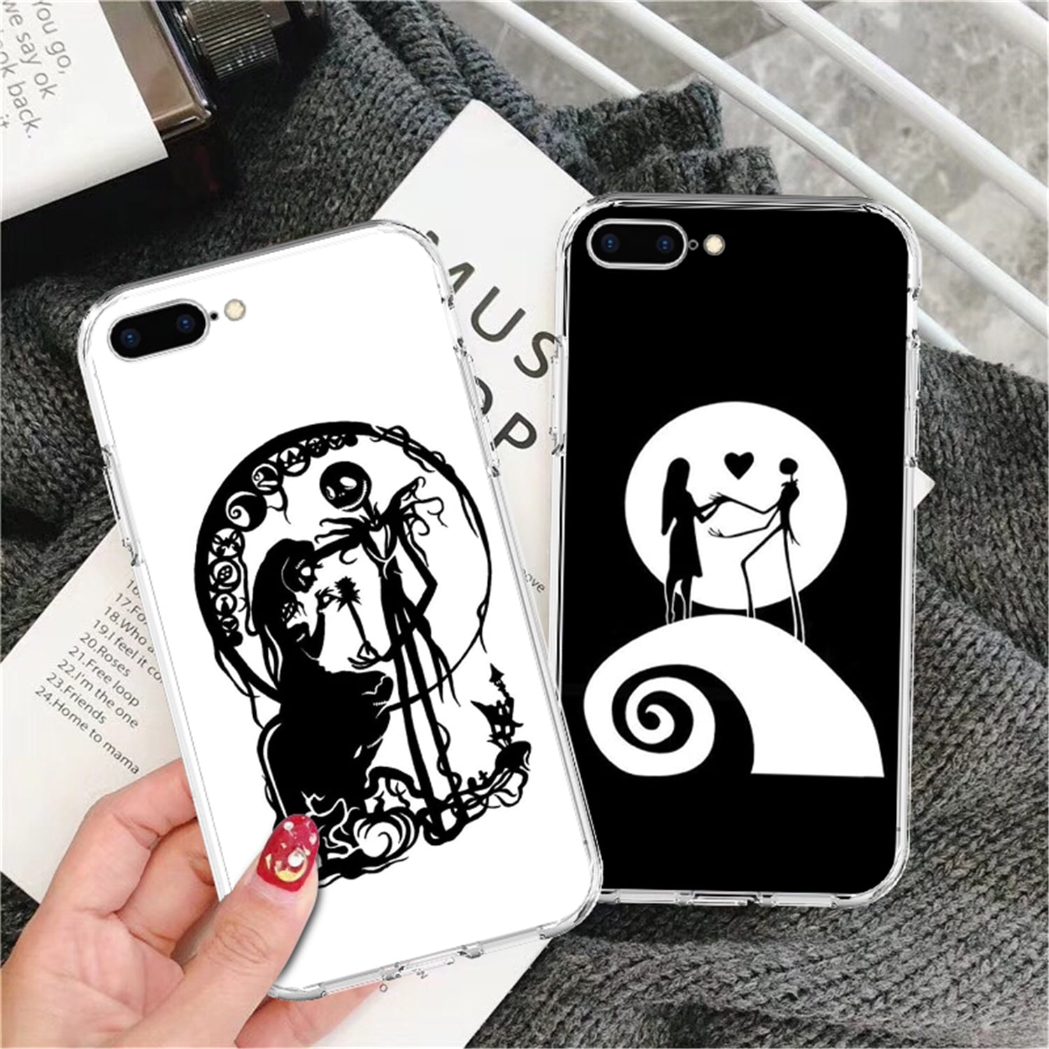 Nightmare Before Christmas Jack Skellington Sally Envelope Wallet Leather Case For Apple iPhone SE2 X XR XS 8 7 6 6s Plus 11 12 Mini Pro Max