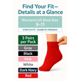 thumbnail image 6 of Women's Diabetic Ankle Socks - 3 Pairs, Soft Cotton, Non-Binding, Seamless Toe, Circulation Support, Shoe Size 5-7 (Red), 6 of 8