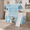 Blue, variant on Harper & Bright Designs House Twin Loft Bed Frame with Slide and Tent, Castle Playhouse Bed Frame with Ladders for Boys Girls, Pink