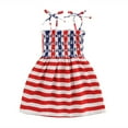 thumbnail image 2 of Vêtements pour Bébés Filles Fête de l'Indépendance Ensemble Robe Imprimée Drapeau Star Bretelles Justaucorps, 2 of 6