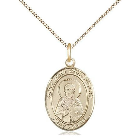 18' Gold Filled Chain - St. John Chrysostom Patron Saint Medal in 14 KT Gold Filled with 18
