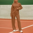 thumbnail image 2 of Women's Casual Solid Color Round Neck Pullover Sweatshirt And Pants Set Comfortable Wear For Daily Outfits In Autumn Winter womens loungewear set, 2 of 6