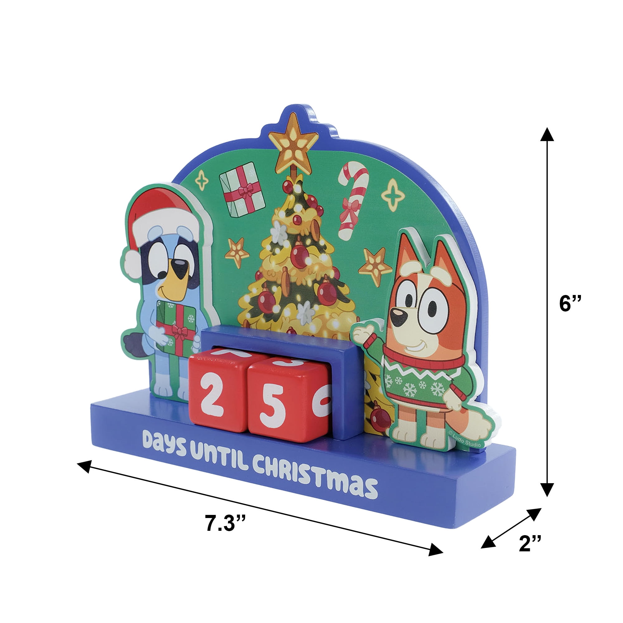 Bluey 8 inch MDF Countdown Calendar – Days Until Christmas Holiday Accent