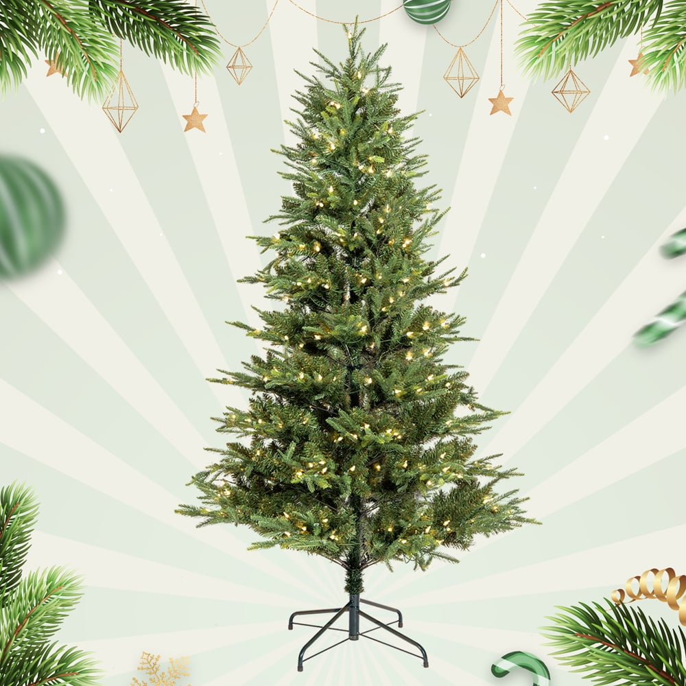 Motent 6.5FT Prelit Artificial Christmas Tree with 300 Lights
