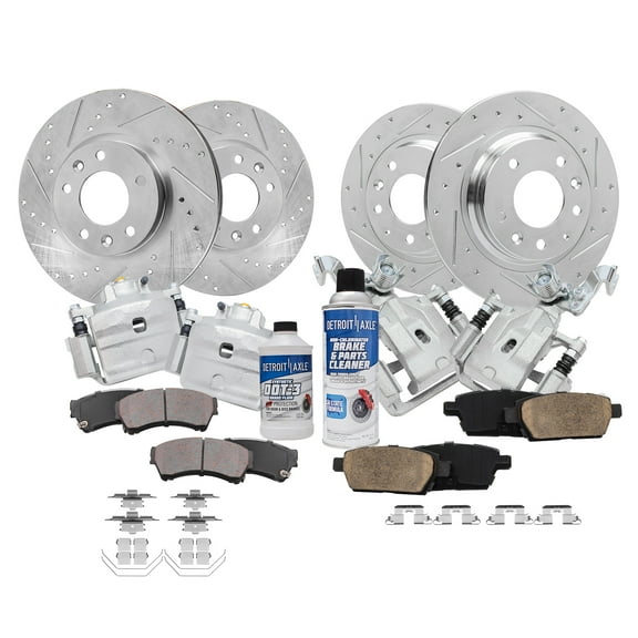 Detroit Axle - Front Rear Drilled Slotted Brakes and Rotors Brake Pads Brake Calipers Replacement for Mazda 6 Fits select: 2006-2012 FORD FUSION SE, 2007-2012 LINCOLN MKZ