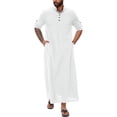 thumbnail image 2 of Xdzjlr Men Polo T Shirts Middle Arabic Style Simple Long Button Robe Long Sleeve Robe Side Slit Robe Button Pocket Robe Loose Men's Tshirts Xxl, 2 of 5
