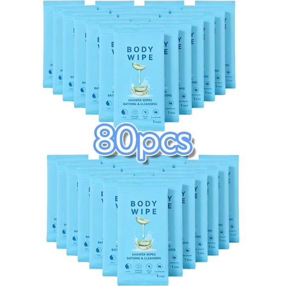 80pcs Individually Wrapped Body Wipes, 9.29" x 8" Adult Cleansing Wipes, Portable for Gym Camping Hiking Travel