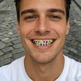 thumbnail image 2 of Christmas Iced Out Teeth Grillz Set for Men & Women, Copper Top & Bottom Grills with Multi-Color Zirconia, Silver & Gold Tone Hip Hop Party Jewelry, 2 of 7