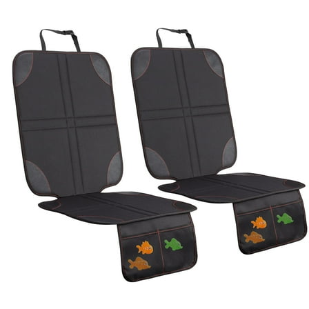 Car seat Protector, 2Pack Car Seat Protectors for Child car seat - Large Particle Silica Gel Non-Slip Base Material   Waterproof 600D Fabric   2 Storage Pockets