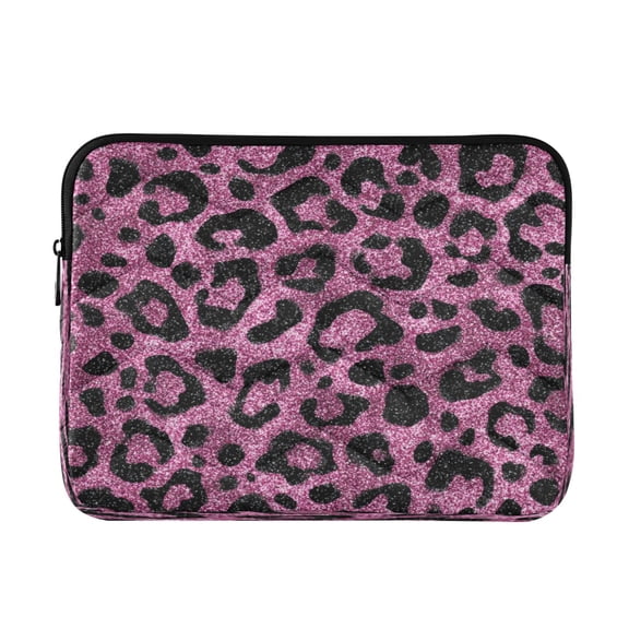 Quilted Laptop Sleeve for 13-16 Inch Laptops Protective Laptop Case Cover Lightweight Travel & Office Essentials Pink Glitter Cheetah Print