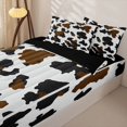 thumbnail image 2 of Manfei Vintage Cow Spot Zipper Twin Comforter Sets with Fitted Sheet and 2 Pillowcases,Abstract Animal Spot Zipper Bedding Set,Brown White Black,Reversible, 2 of 7