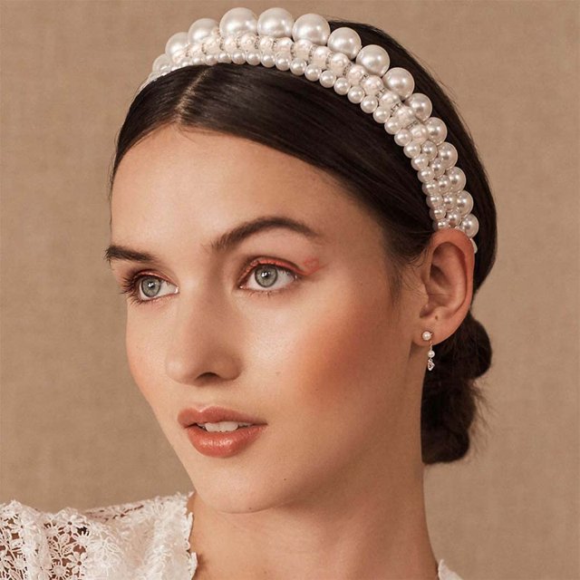Moda perla mujer diadema perlas pelo aro sólido sombreros uso diario accesorios para el cabello para mujeres y niñas (2 juegos)