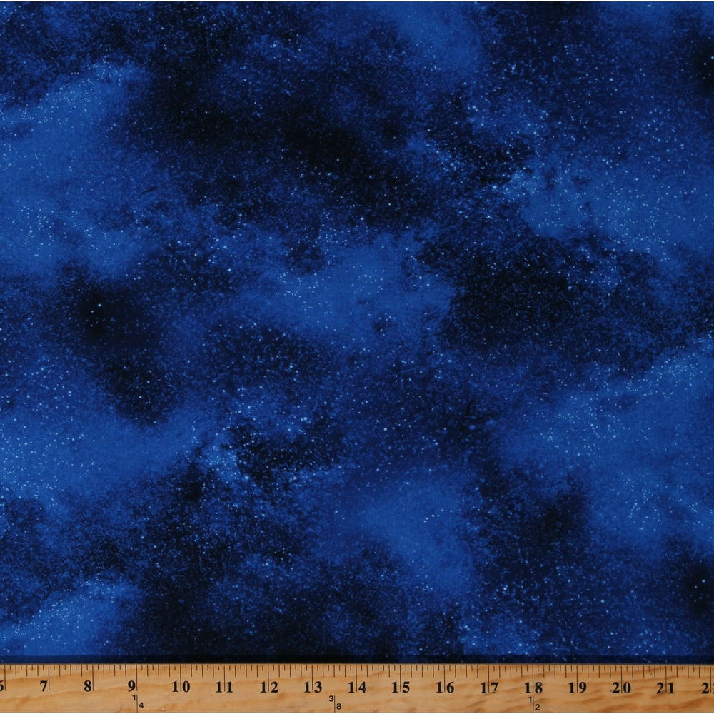 Cotton Stars Galaxy Starry Night Sky Space Blue Cotton Fabric Print by