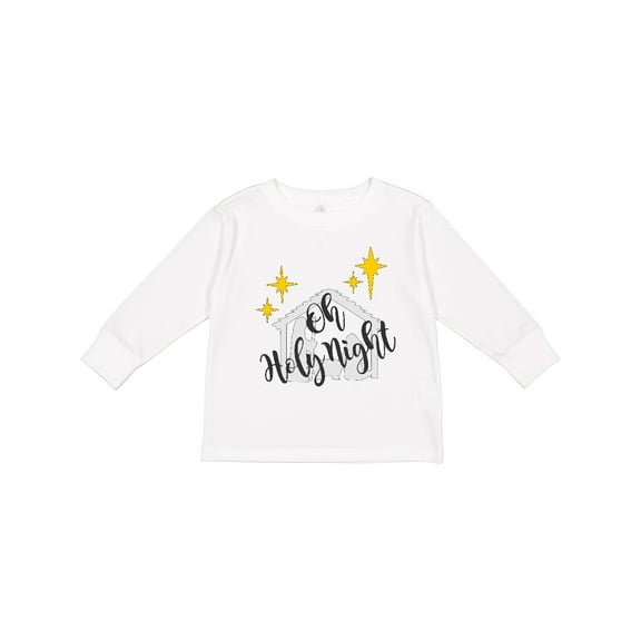 Inktastic Oh Holy Night Christmas Nativity with Yellow Stars Boys or Girls Long Sleeve Toddler T-Shirt