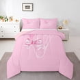 thumbnail image 2 of Erosebridal Princess Pink Bow Bedding Twin Comforter Set, Initial V Letter Down Comforter, Teens Teenager, Lightweight 2pcs, 2 of 8