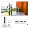 thumbnail image 3 of 1 Set Floor Clamp Brackets Silver for Glass Panels in Indoor Installation Projects, 3 of 8